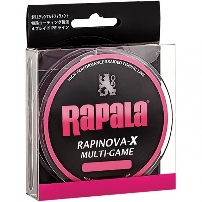 Леска плетеная RAPALA Rapinova-X MULTI GAME розовая 100 м #0.18/6LB/0,06 мм RLX100M018PK