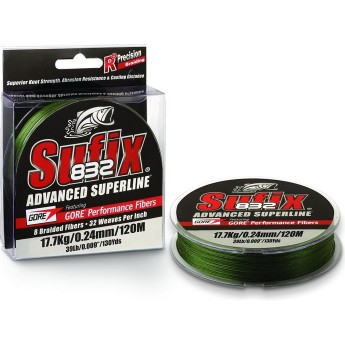 Леска плетеная SUFIX 832 Braid зеленая 120м 0.20мм 13,5кг DS1CF033Y3DS71