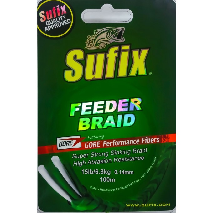 Леска плетеная SUFIX Feeder braid Gore зеленая 100м 0.10мм 4,5кг DS1WE008B5BA91