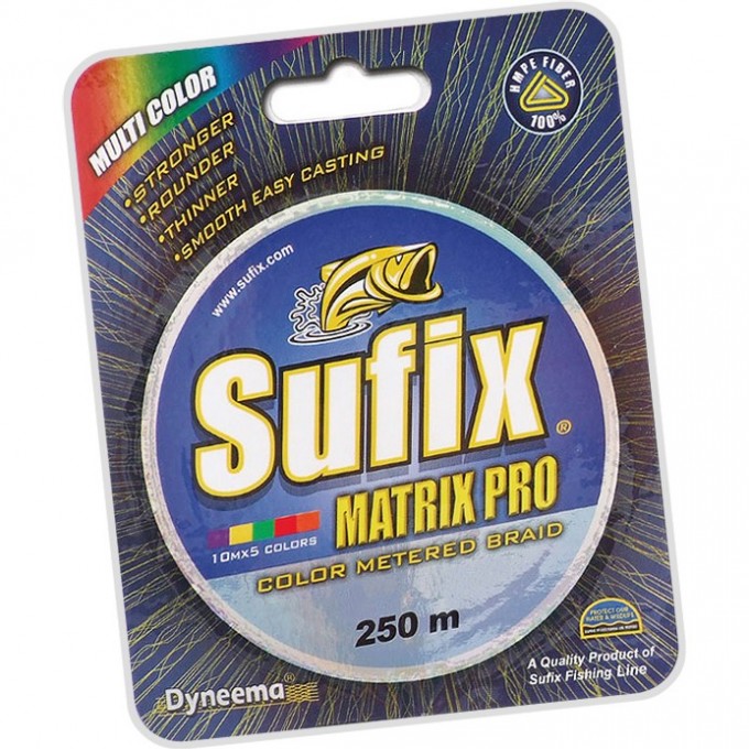 Леска плетеная SUFIX Matrix Pro разноцветная 250 м 0.18 мм 13,5 кг DS1CB0198uDC2P