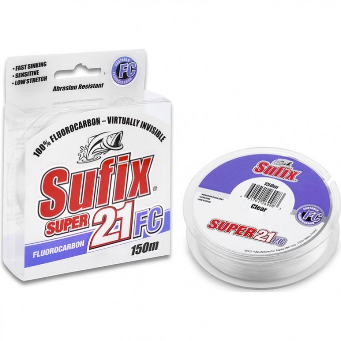 Леска SUFIX Super 21 Fluorocarbon прозрачная 30м 0,20мм 3,7кг SS21FC20C30