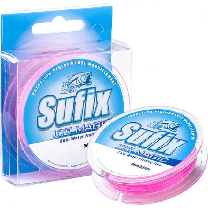 Леска зимняя SUFIX Ice Magic 50 м бело/розовая 0.225 мм 4.4 кг SIM225PI50